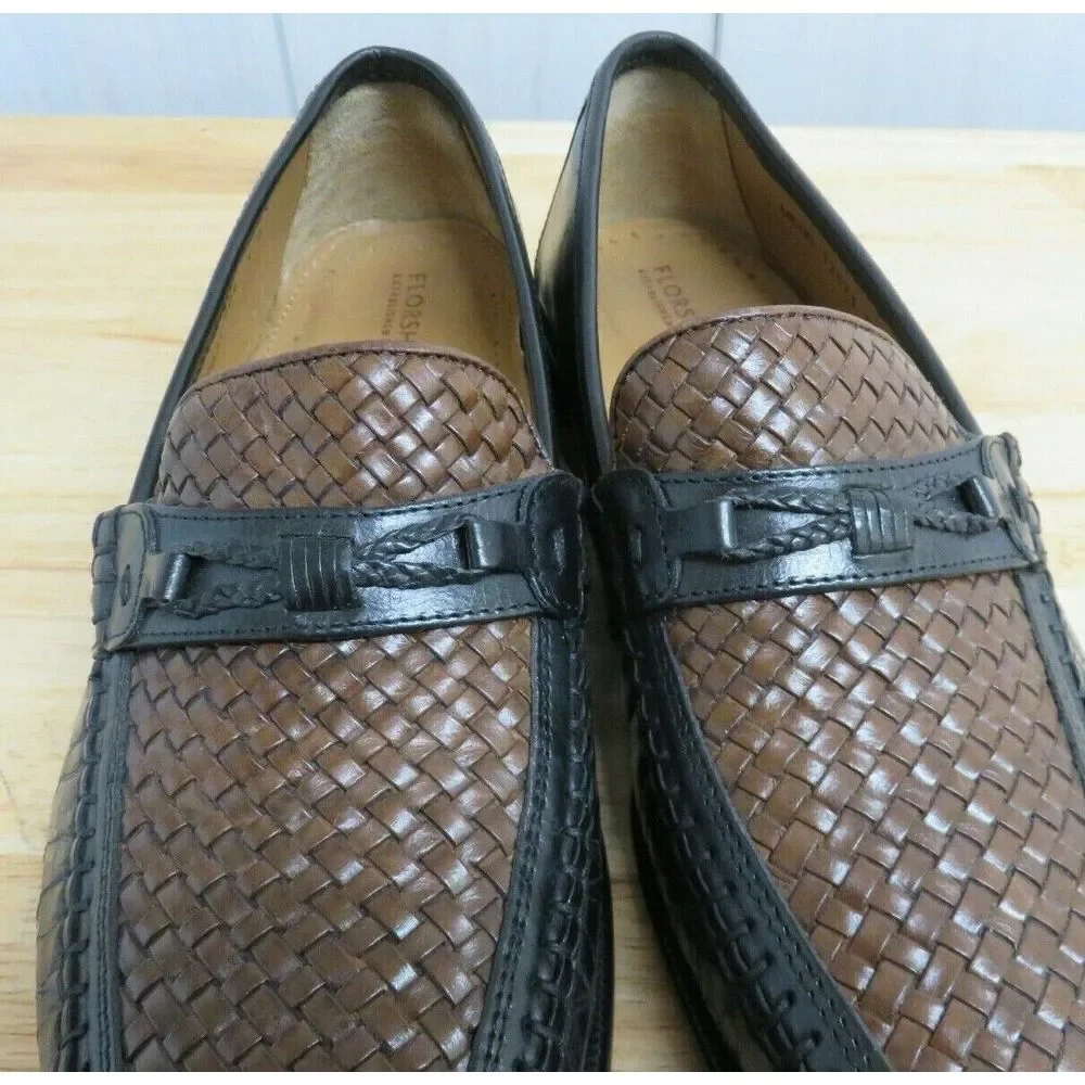 Mens Florsheim 12073 Woven Leather Dress Shoes Loafers Slip On Size‎ 9 D